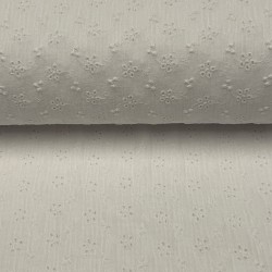 Mussola o Doppia Garza di Cotone Ricamato, Pizzo San Gallo , Bianco con fiori