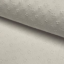 Mussola o Doppia Garza di Cotone Ricamato, Pizzo San Gallo , Bianco con fiori