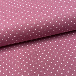 Cotone Popeline, Mauve, Pois Bianchi