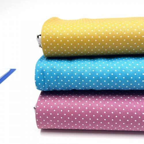 Cotone Popeline, Mauve, Pois Bianchi