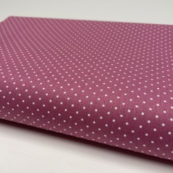 Cotone Popeline, Mauve, Pois Bianchi