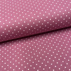 Cotone Popeline, Mauve, Pois Bianchi