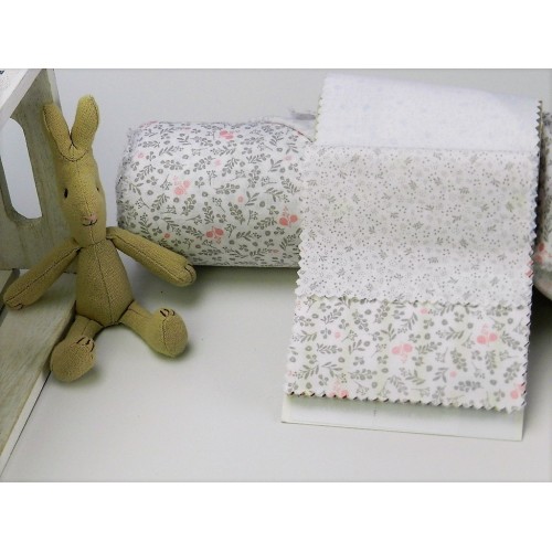 Viena Cotone Bio, Bianco con Foglie Grigie
