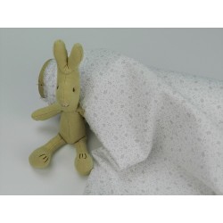 Viena Cotone Bio, Bianco con Foglie Grigie