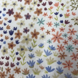 Plumeti Cotton con ricamo in rilevo , base Bianca con fiorellini colorati