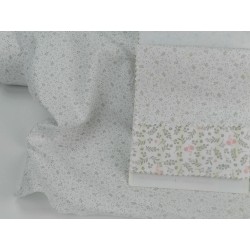 Viena Cotone Bio, Bianco con Foglie Grigie