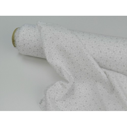 Viena Cotone Bio, Bianco con Foglie Grigie