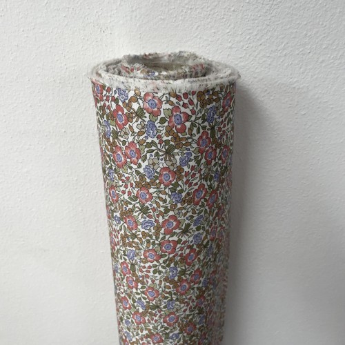 Flanella di cotone Bio, Fiori Rossi e Viola