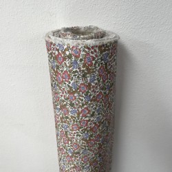 Flanella di cotone Bio, Fiori Rossi e Viola