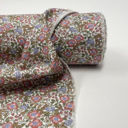 Flanella di cotone Bio, Fiori Rossi e Viola