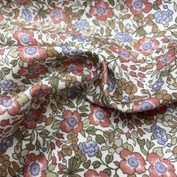 Flanella di cotone Bio, Fiori Rossi e Viola