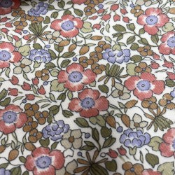 Flanella di cotone Bio, Fiori Rossi e Viola