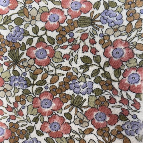 Flanella di cotone Bio, Fiori Rossi e Viola