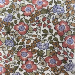 Flanella di cotone Bio, Fiori Rossi e Viola