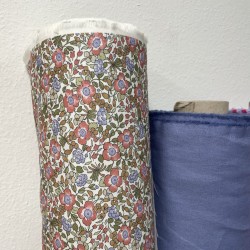 Flanella di cotone Bio, Fiori Rossi e Viola