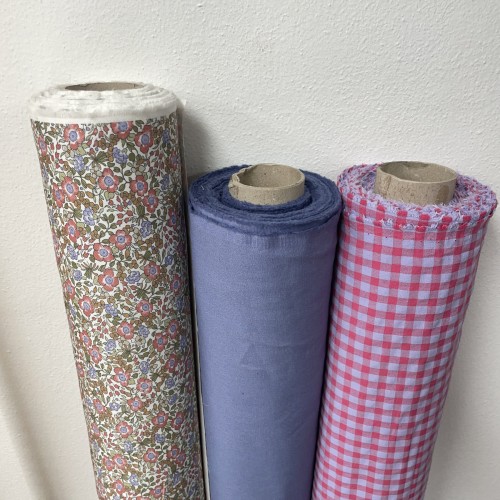 Flanella di cotone Bio, Fiori Rossi e Viola