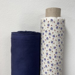 Cotone Viena Bio, Bianco con fiorellini Viola e Rossi