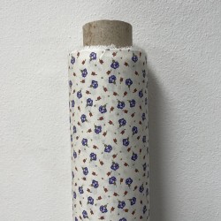 Cotone Viena Bio, Bianco con fiorellini Viola e Rossi