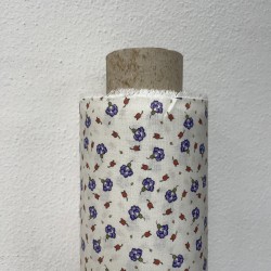 Cotone Viena Bio, Bianco con fiorellini Viola e Rossi
