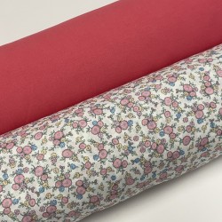 Plumeti stampato con ricamo in rilievo,Base Bianca e Fiori Rosa e Viola