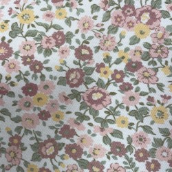 Flanella di cotone Bio, Fiori Rosa e Gialli