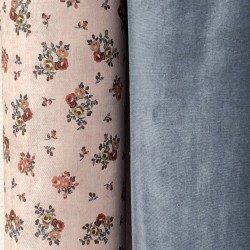 Flanella di cotone Bio, Base Rosa Chiaro con fiori colorati