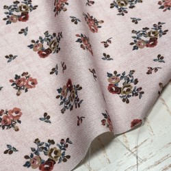 Flanella di cotone Bio, Base Rosa Chiaro con fiori colorati