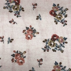 Flanella di cotone Bio, Base Rosa Chiaro con fiori colorati