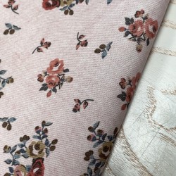 Flanella di cotone Bio, Base Rosa Chiaro con fiori colorati