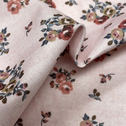 Flanella di cotone Bio, Base Rosa Chiaro con fiori colorati