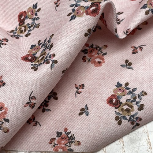 Flanella di cotone Bio, Base Rosa Chiaro con...