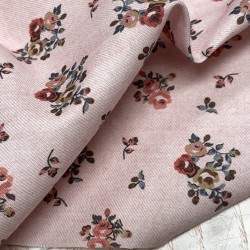 Flanella di cotone Bio, Base Rosa Chiaro con fiori colorati