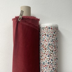 Velluto di cotone a coste elastico, Rosso