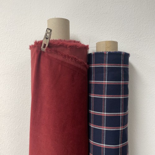 Velluto di cotone a coste elastico, Rosso