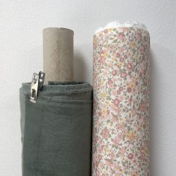 Velluto di cotone a coste sottili, Elastico, Verde