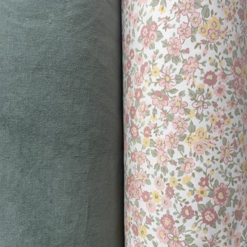 Velluto di cotone a coste sottili, Elastico, Verde