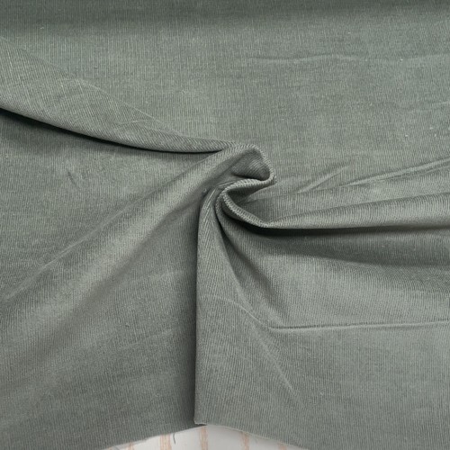 Velluto di cotone a coste sottili, Elastico, Verde
