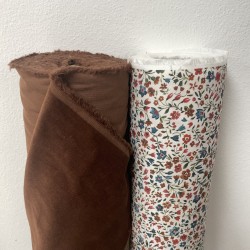 Flanella di cotone Bio, Fiori Rossi e Celesti
