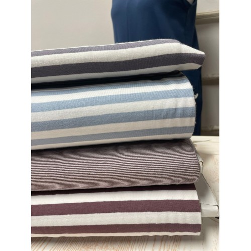 Jersey di Cotone con Righe larghe 1cm, Bianco /...