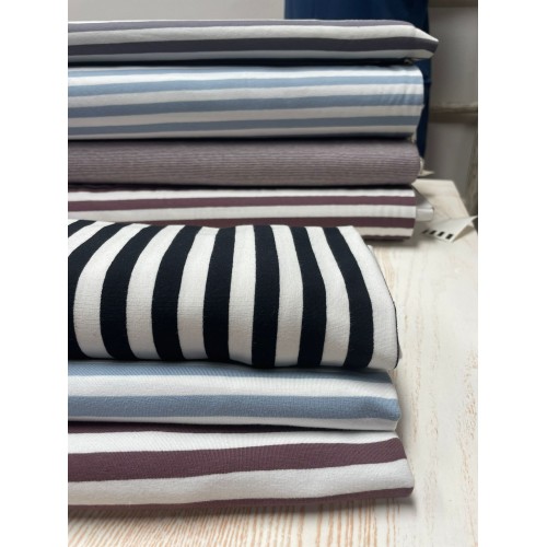 Jersey di Cotone con Righe larghe 1cm, Bianco /...
