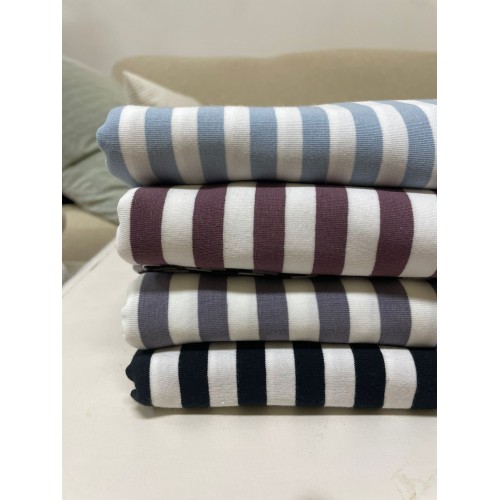 Jersey di Cotone con Righe larghe 1cm, Bianco /...