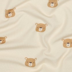 Jersey di Cotone Biologico GOTS, Orsetti, Beige Natural