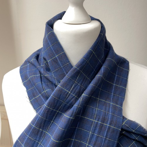 Flanella di cotone organico Bio, Blu, Tartan