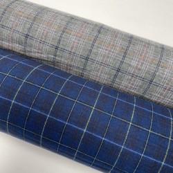 Flanella di cotone organico Bio, Blu, Tartan