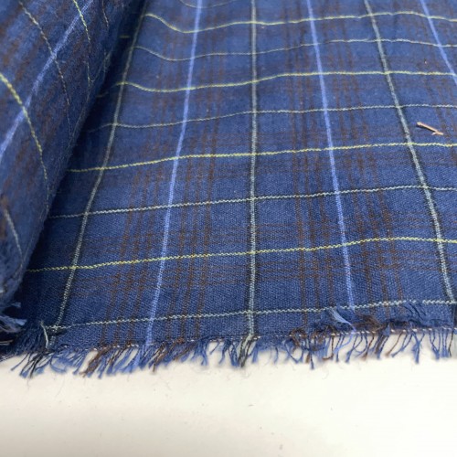 Flanella di cotone organico Bio, Blu, Tartan