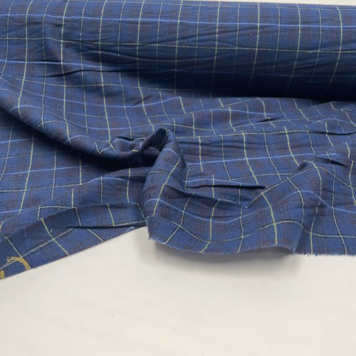 Flanella di cotone organico Bio, Blu, Tartan