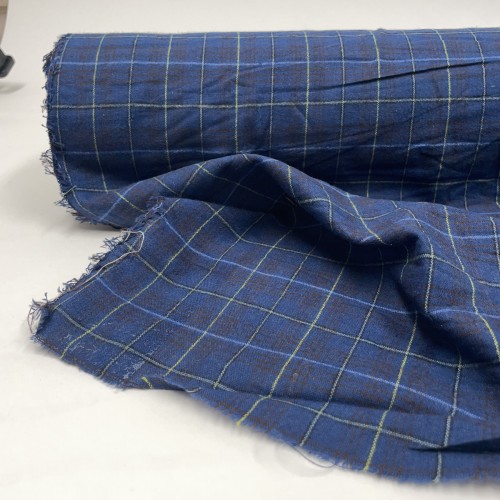 Flanella di cotone organico Bio, Blu, Tartan