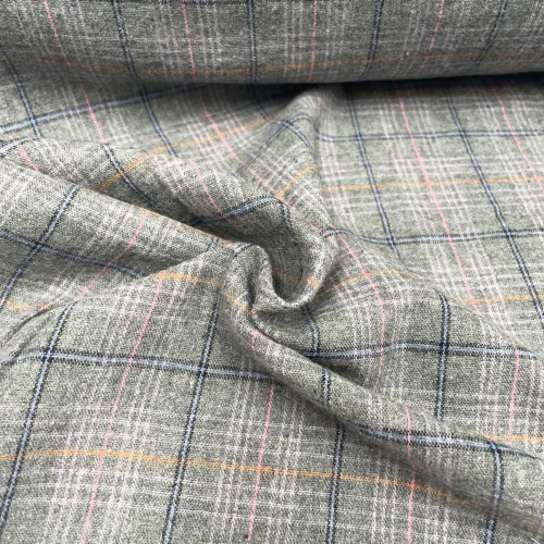 Flanella di cotone organico Bio, Grigio, Tartan