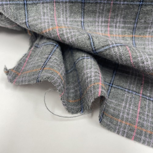 Flanella di cotone organico Bio, Grigio, Tartan