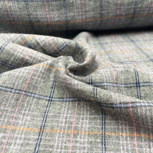 Flanella di cotone organico Bio, Grigio, Tartan